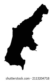 Aerial map of saipan - northern mariana islands silhouette. region, territory, black shape style illustration. Good use for sign, symbol, icon, logo, mascot, or any design you want.