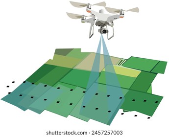 Aerial mapping with drone isolated. Innovation technology drone for work. Lidar Agriculture with flying drone over the fields.