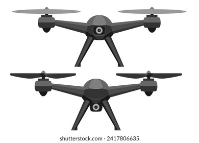 quadcopter smart quadrocopter de drone móvil aéreo para imágenes de vídeo y fotografía ilustraciones vectoriales aisladas en fondo blanco