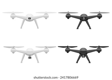 aerial mobile drone quadcopter smart quadrocopter for video and photo shooting stock vector illustration isolated on white background