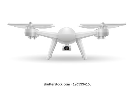aerial mobile drone quadcopter   for video and photo shooting stock vector illustration isolated on white background