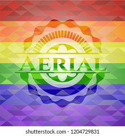 Aerial on mosaic background with the colors of the LGBT flag