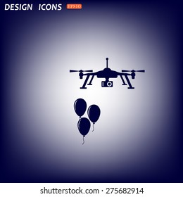 Aerial photography. Festive balloons. Quadrocopter. icon. vector design