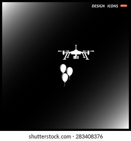 Aerial photography. Festive balloons. Quadrocopter. icon. vector design