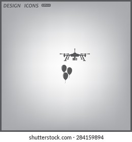Aerial photography. Festive balloons. Quadrocopter. icon. vector design
