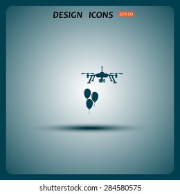 Aerial photography. Festive balloons. Quadrocopter. icon. vector design