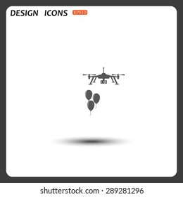 Aerial photography. Festive balloons. Quadrocopter. icon. vector design