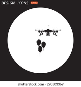 Aerial photography. Festive balloons. Quadrocopter. icon. vector design