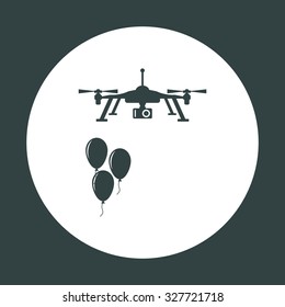 Aerial photography. Festive balloons. Quadrocopter. icon. vector design