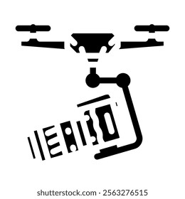 aerial photography unmanned vehicle glyph icon vector. aerial photography unmanned vehicle sign. isolated symbol illustration