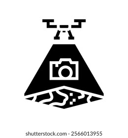 aerial photography unmanned vehicle glyph icon vector. aerial photography unmanned vehicle sign. isolated symbol illustration