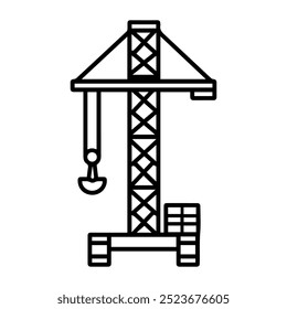 aerial platform icon or modern line symbol. Vector line art and icon design with bold outline. Black and white Pixel Perfect minimalistic symbol isolated white background. Silhouette simple thin sign