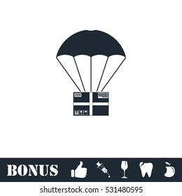 Aerial post delivery icon flat. Vector illustration symbol and bonus pictogram