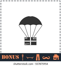 Aerial post delivery icon flat. Simple vector symbol and bonus icon