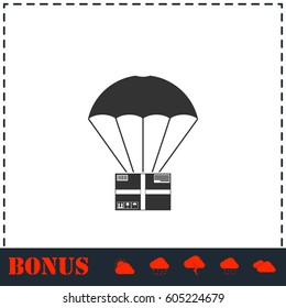 Aerial post delivery icon flat. Simple vector symbol and bonus icon