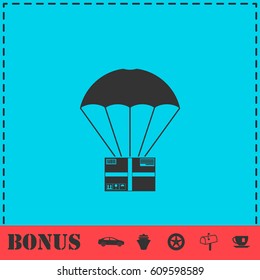 Aerial post delivery icon flat. Simple vector symbol and bonus icon