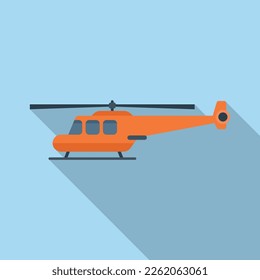 Aerial rescue helicopter icon flat vector. Air military. Sea guard
