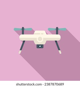 Aerial secure drone icon flat vector. Robot ai camera. Land tech