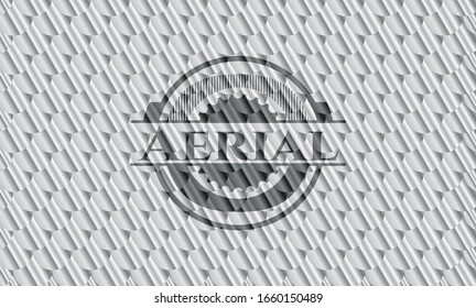 Aerial silver shiny badge. Scales pattern. Vector Illustration. Detailed.
