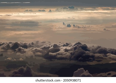 aerial of the sunset over the black cloud