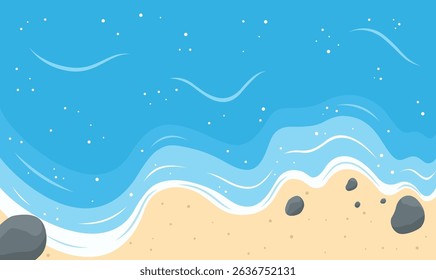 Aerial Top View of Blue Ocean Waves Gently Crashing and Rolling Onto a Peaceful Sandy Shoreline - Powered by Shutterstock - Get 15% off with code: PIKWIZARD15