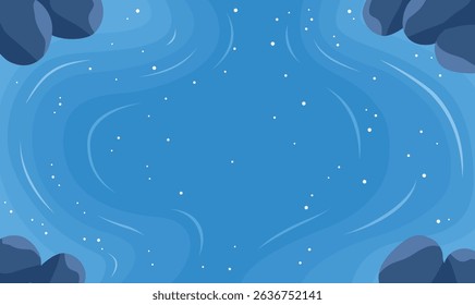 Aerial Top View of the Calm Deep Blue Center of a Peaceful and Serene Lake 