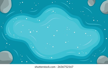Aerial Top View of the Calm Deep Blue Center of a Peaceful and Serene Lake 