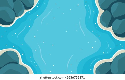 Aerial Top View of the Calm Deep Blue Center of a Peaceful and Serene Lake