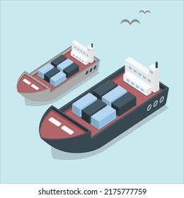 Buque de carga de contenedores de alta visión aérea en el comercio de exportación de importación, logística comercial y transporte internacional por buque de carga de contenedores en mar abierto, transporte de carga de contenedores.