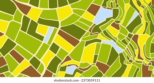 aerial top view Land with green fields sown in countryside in spring day Land with cultivated plants of rice fields.Vector background perfect for wallpaper or design elements