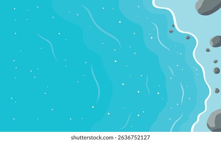 Aerial Top View of Ocean Waves Gently Crashing and Rolling Onto a Peaceful Shoreline - Powered by Shutterstock - Get 15% off with code: PIKWIZARD15