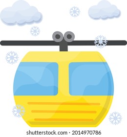 Concepto de tranvía aérea, diseño de iconos del vector del vehículo por cable, símbolo de viaje y turismo, señalización de vacaciones y vacaciones, material de descubrimiento y exploración, ilustración del transporte de las regiones alpinas