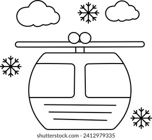 Aerial tramway Concept, Cable Car with Snowy Weather Vector Design, Wandering and Leisure Symbol, Touring and Pleasure Sign, Odyssey and Escapade Stock, Alpine regions transport illustration,