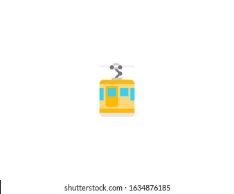 Aerial tramway vector flat icon. Isolated mountain cableway emoji illustration 