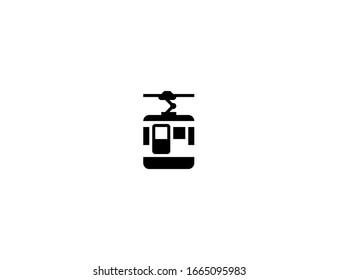 Icono plano del vector del tranvía aéreo. Ilustración de emoji por cable de montaña aislado 