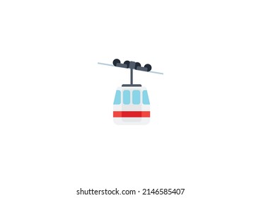 Aerial Tramway Vector Isolated Emoticon. Aerial Tramway Icon