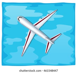 Luftbild des Flugzeugs, das über der Meeresgrafik fliegt
