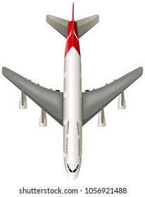 Aerial view of airplane on white background illustration