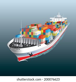 Aerial view of a Cargo vessel. Vector illustration