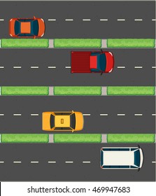 Aerial view of cars on the roads illustration