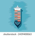 aerial view container ship vector illustration
