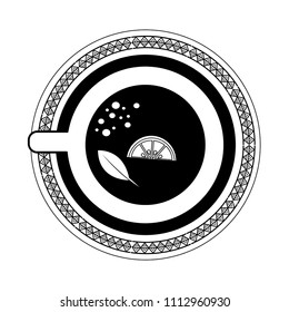 aerial view delicious lemon tea cup with dish isolated icon