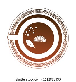 aerial view delicious lemon tea cup with dish isolated icon