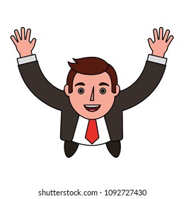 aerial view of elegant businessman celebrating