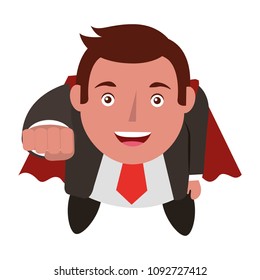 aerial view of elegant businessman super hero avatar character