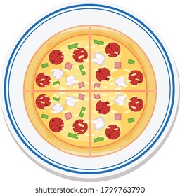 Aerial view of food on plate illustration