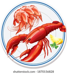 Aerial view of food on plate illustration