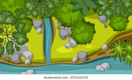 Aerial view of forest and winding river