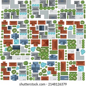 Aerial view of the houses village illustration