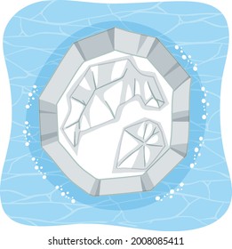 Aerial view of ice island isolated illustration